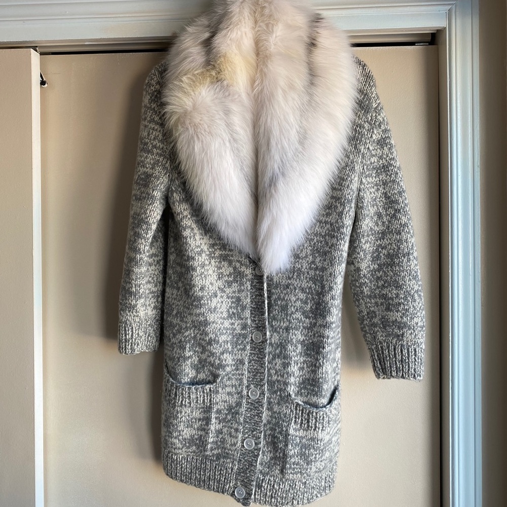 Michael Kors 100% Cashmere and Rabbit Fur Cardigan